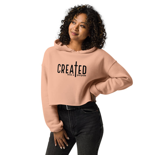 Christian apparel, Christian hoodie pink cropped hoodie with graphic design front view